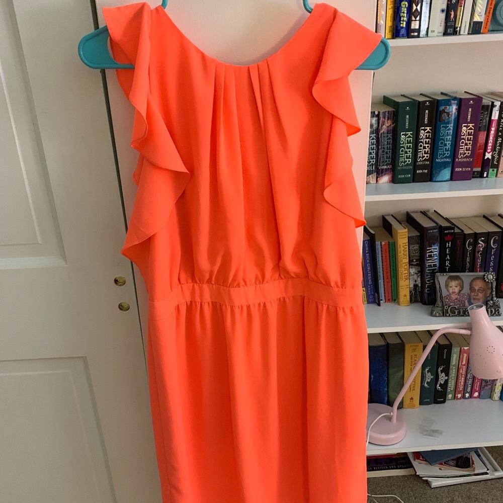 Neon Orange Flowy Tank Dress